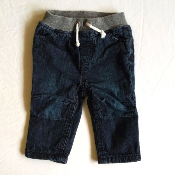 joe fresh plaid flannel lined pull-on denim jeans 6 months baby - Picture 2 of 8